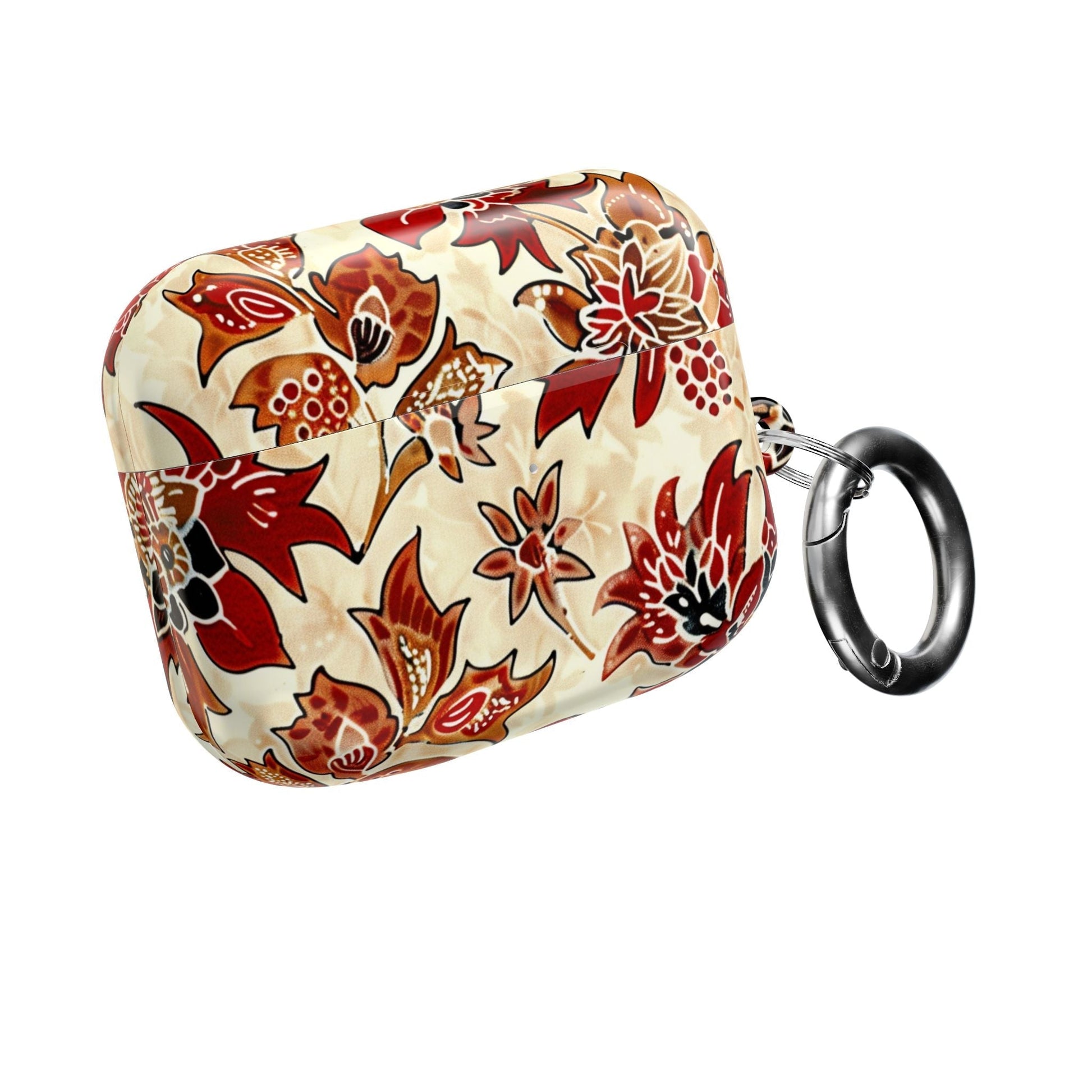 Floral Autumn Pattern AirPod Case — Vintage Red & Beige Protective Cover - DIGITAL X