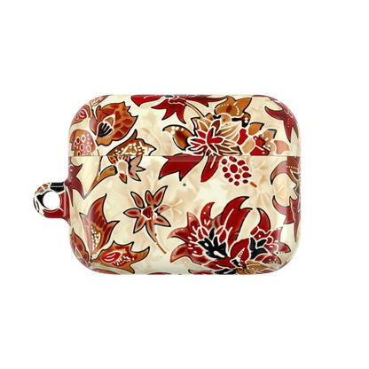 Floral Autumn Pattern AirPod Case — Vintage Red & Beige Protective Cover - DIGITAL X
