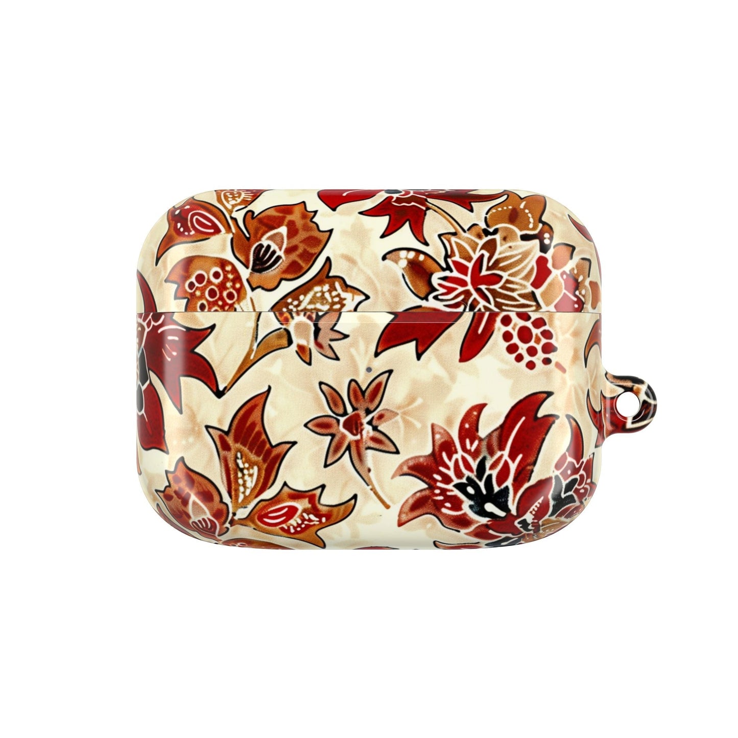 Floral Autumn Pattern AirPod Case — Vintage Red & Beige Protective Cover - DIGITAL X