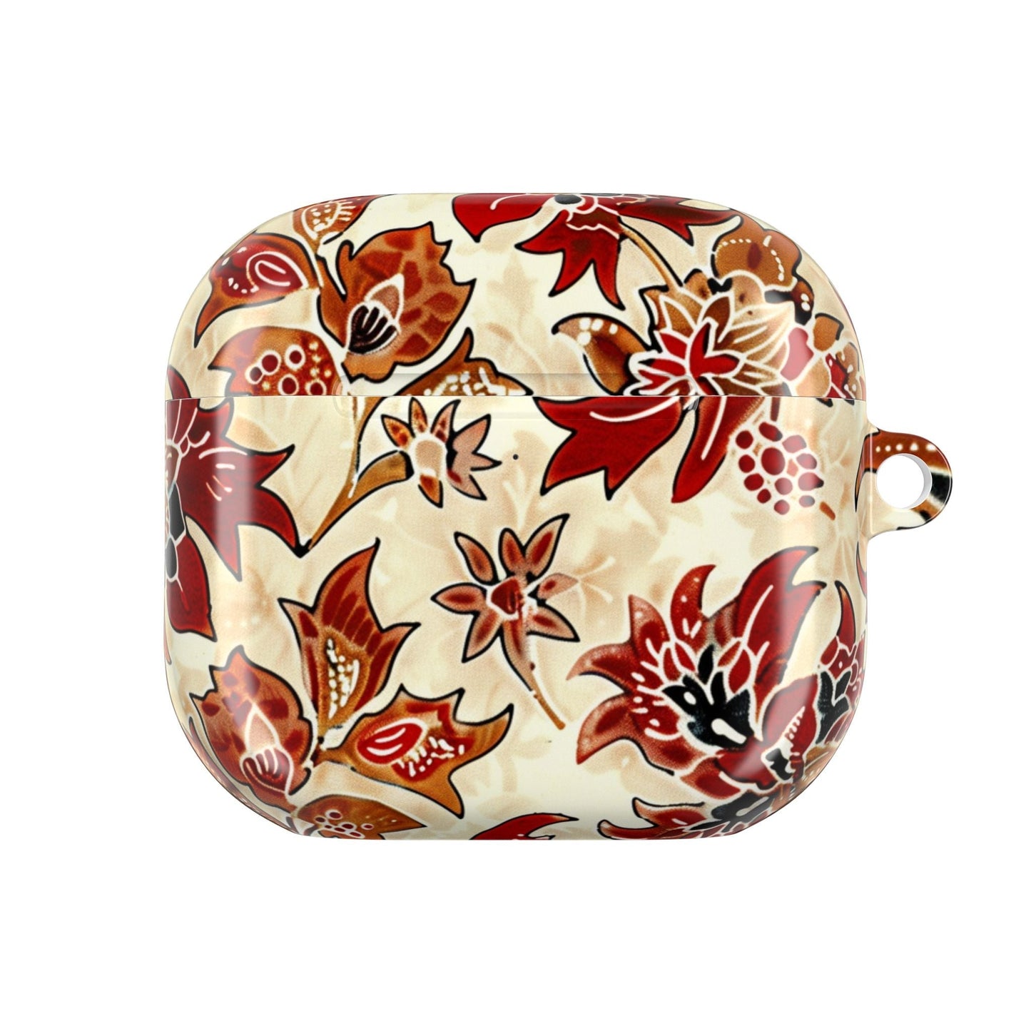 Floral Autumn Pattern AirPod Case — Vintage Red & Beige Protective Cover - DIGITAL X