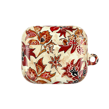 Floral Autumn Pattern AirPod Case — Vintage Red & Beige Protective Cover - DIGITAL X