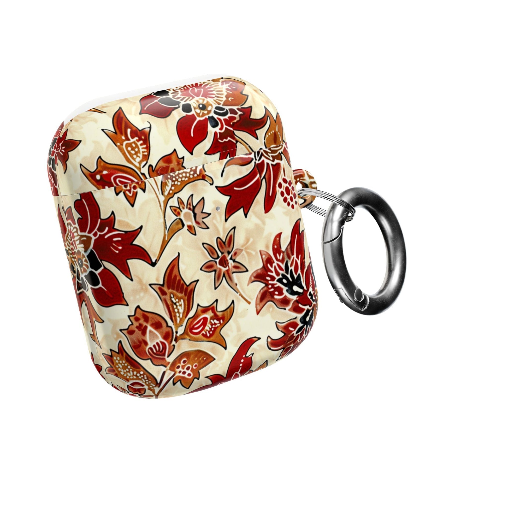 Floral Autumn Pattern AirPod Case — Vintage Red & Beige Protective Cover - DIGITAL X