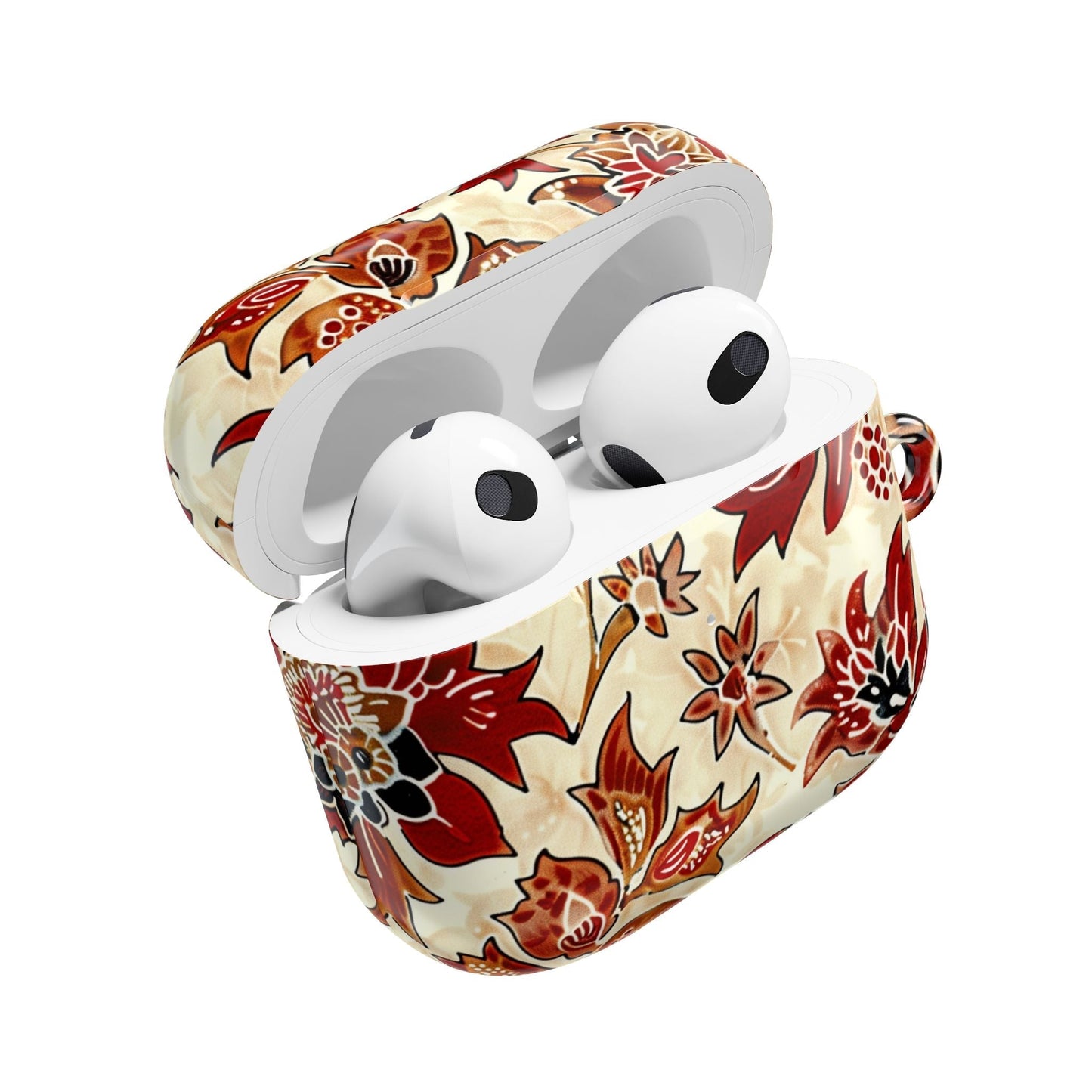 Floral Autumn Pattern AirPod Case — Vintage Red & Beige Protective Cover - DIGITAL X