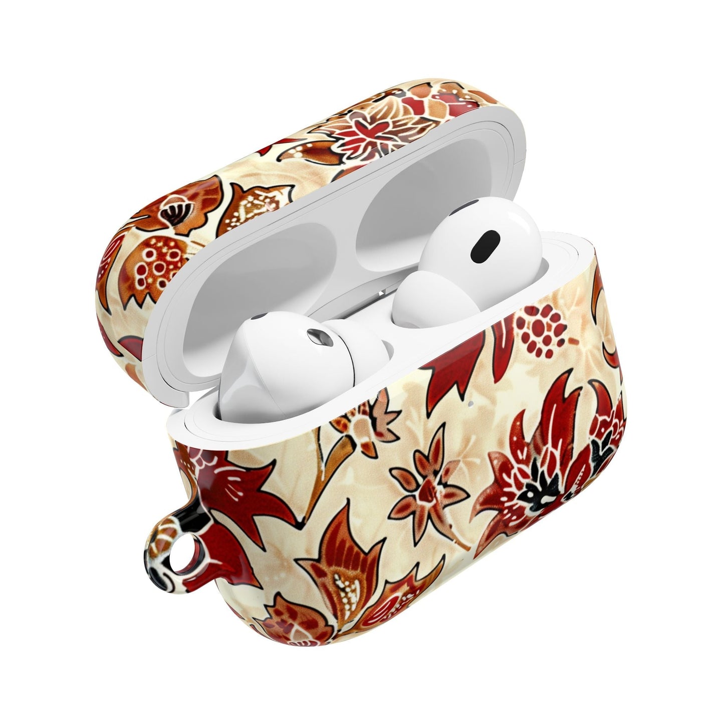 Floral Autumn Pattern AirPod Case — Vintage Red & Beige Protective Cover - DIGITAL X