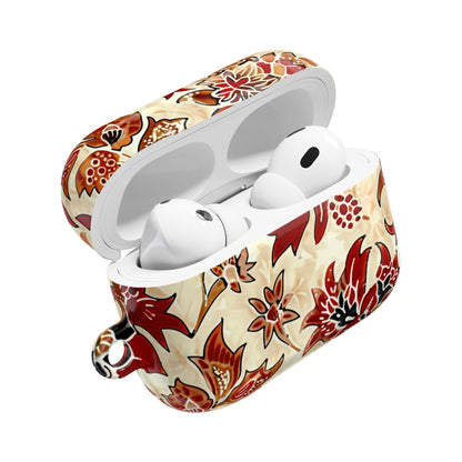 Floral Autumn Pattern AirPod Case — Vintage Red & Beige Protective Cover - DIGITAL X