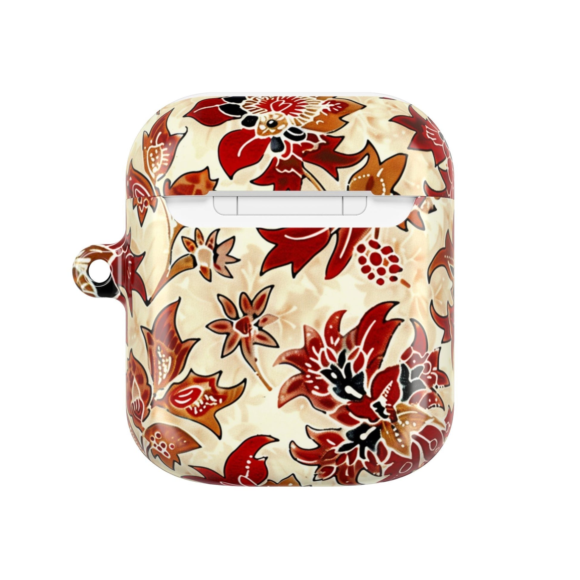 Floral Autumn Pattern AirPod Case — Vintage Red & Beige Protective Cover - DIGITAL X