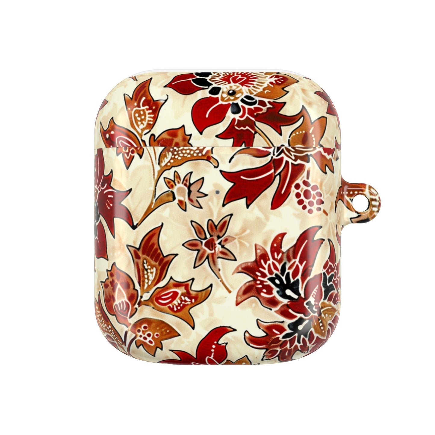 Floral Autumn Pattern AirPod Case — Vintage Red & Beige Protective Cover - DIGITAL X