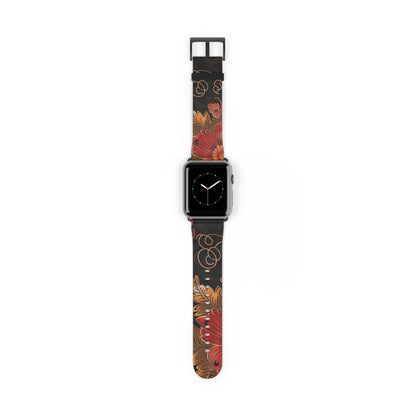 Floral Autumn Watch Band — Dark Fall Leaves Apple Watch Strap - DIGITAL X