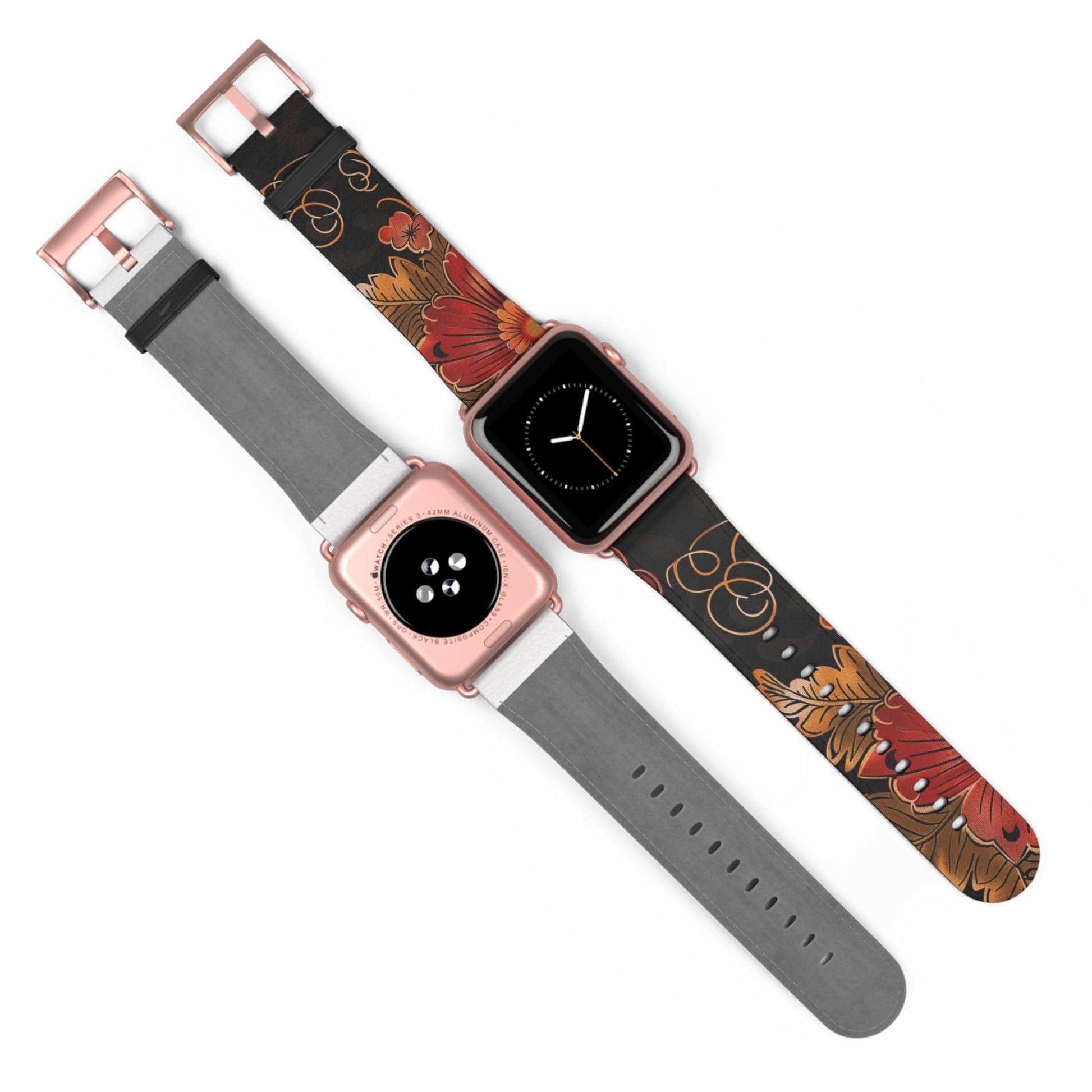 Floral Autumn Watch Band — Dark Fall Leaves Apple Watch Strap - DIGITAL X