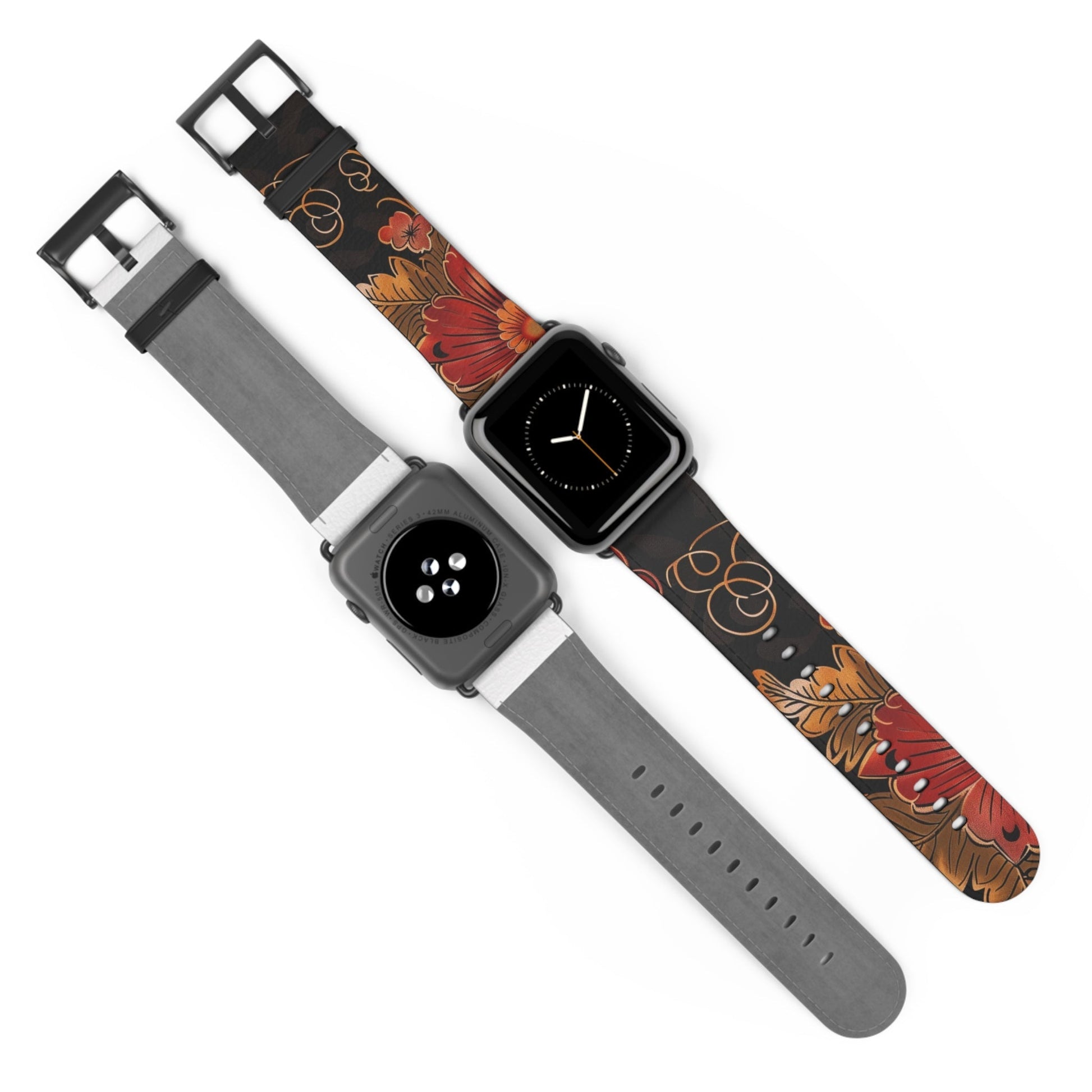 Floral Autumn Watch Band — Dark Fall Leaves Apple Watch Strap - DIGITAL X