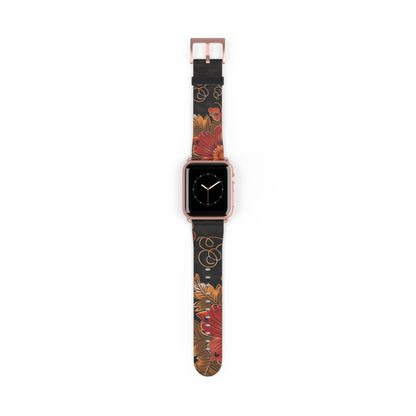 Floral Autumn Watch Band — Dark Fall Leaves Apple Watch Strap - DIGITAL X