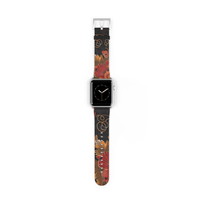 Floral Autumn Watch Band — Dark Fall Leaves Apple Watch Strap - DIGITAL X