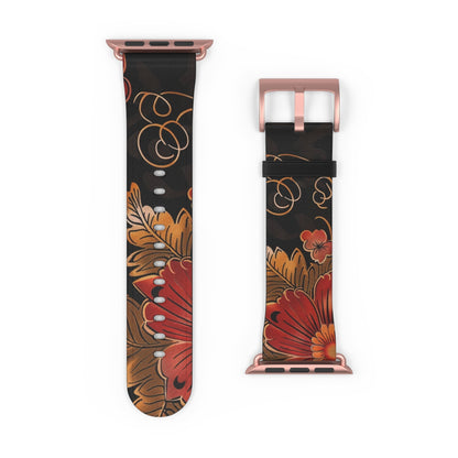 Floral Autumn Watch Band — Dark Fall Leaves Apple Watch Strap - DIGITAL X