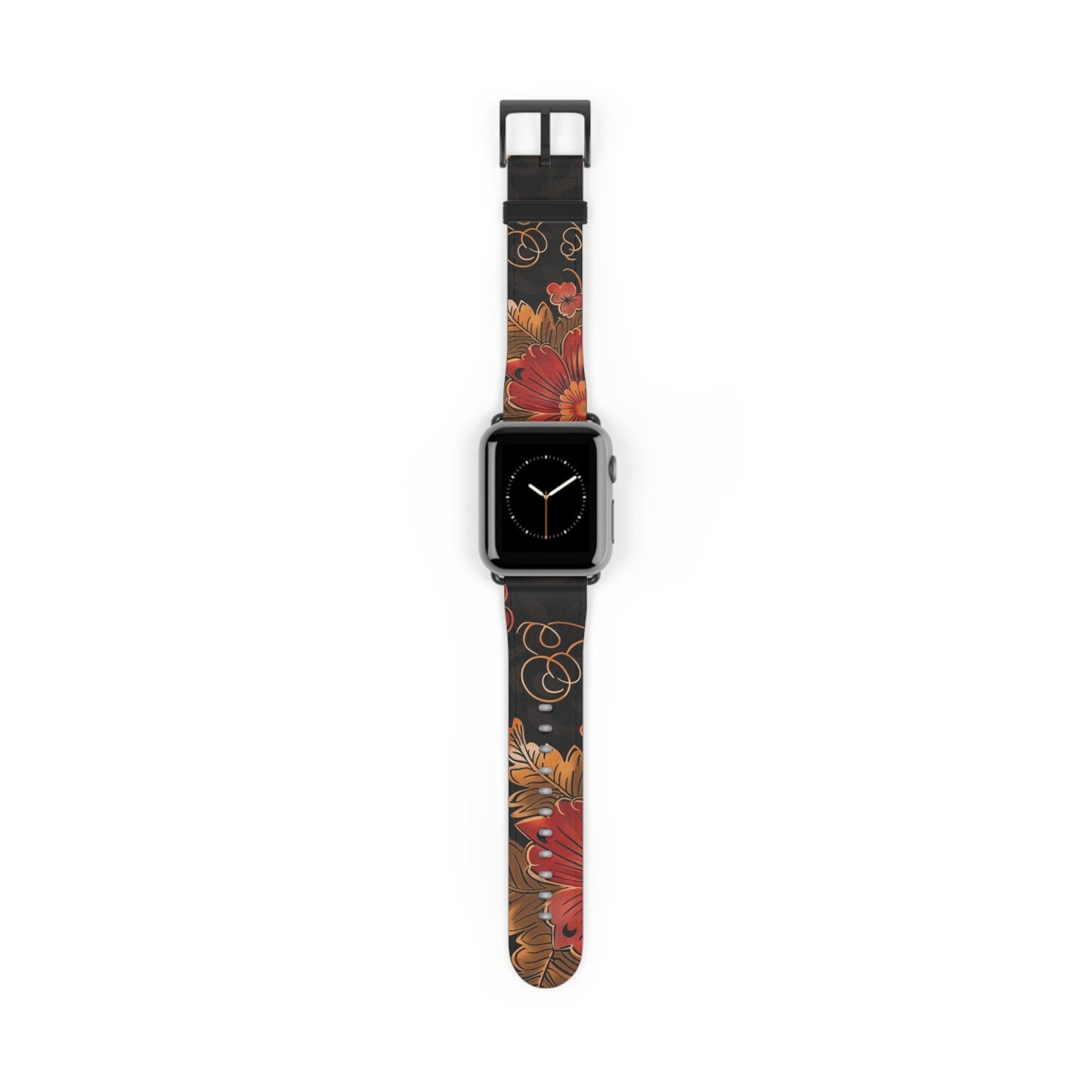Floral Autumn Watch Band — Dark Fall Leaves Apple Watch Strap - DIGITAL X