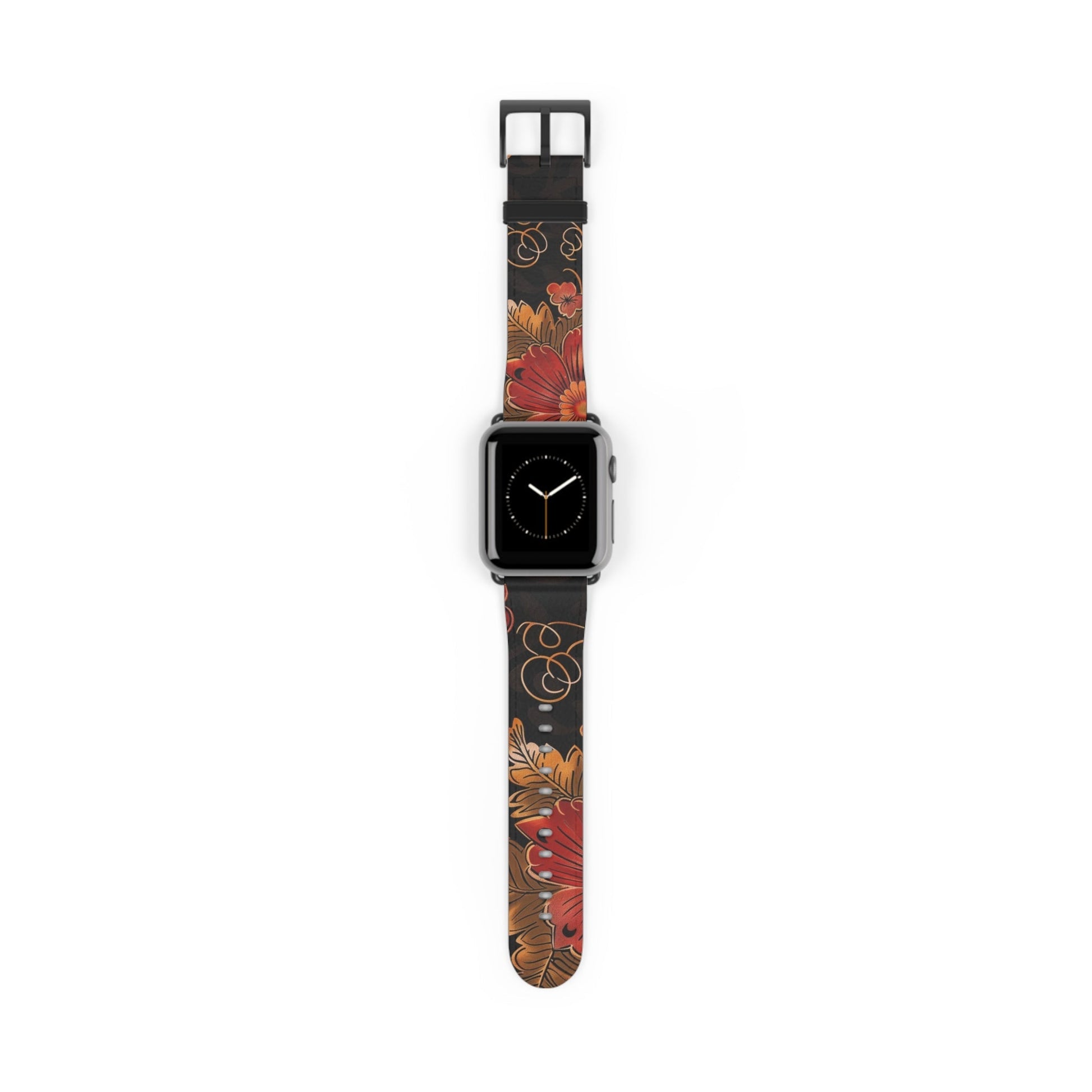Floral Autumn Watch Band — Dark Fall Leaves Apple Watch Strap - DIGITAL X