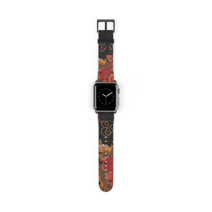 Floral Autumn Watch Band — Dark Fall Leaves Apple Watch Strap - DIGITAL X