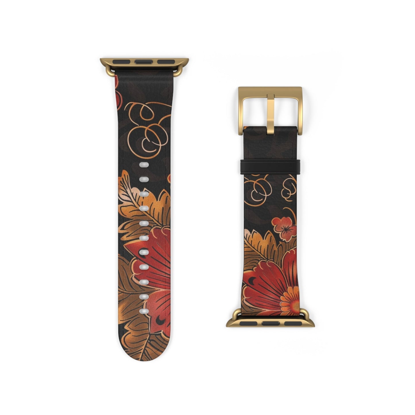 Floral Autumn Watch Band — Dark Fall Leaves Apple Watch Strap - DIGITAL X