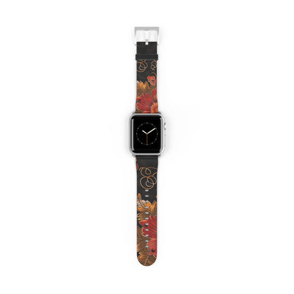 Floral Autumn Watch Band — Dark Fall Leaves Apple Watch Strap - DIGITAL X
