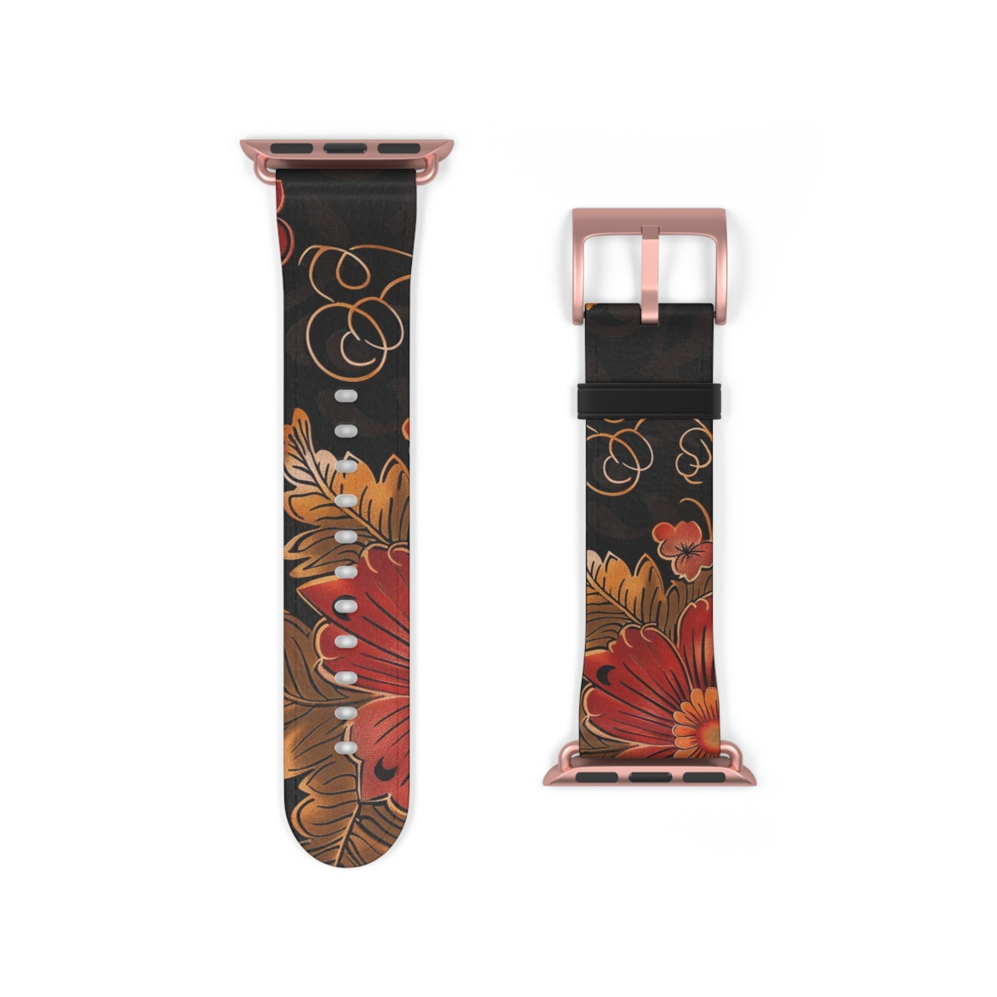 Floral Autumn Watch Band — Dark Fall Leaves Apple Watch Strap - DIGITAL X