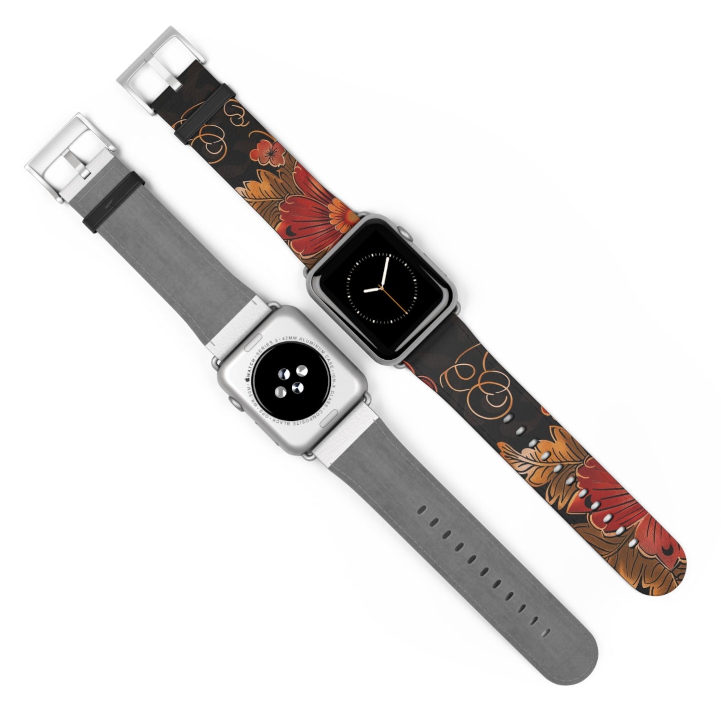 Floral Autumn Watch Band — Dark Fall Leaves Apple Watch Strap - DIGITAL X