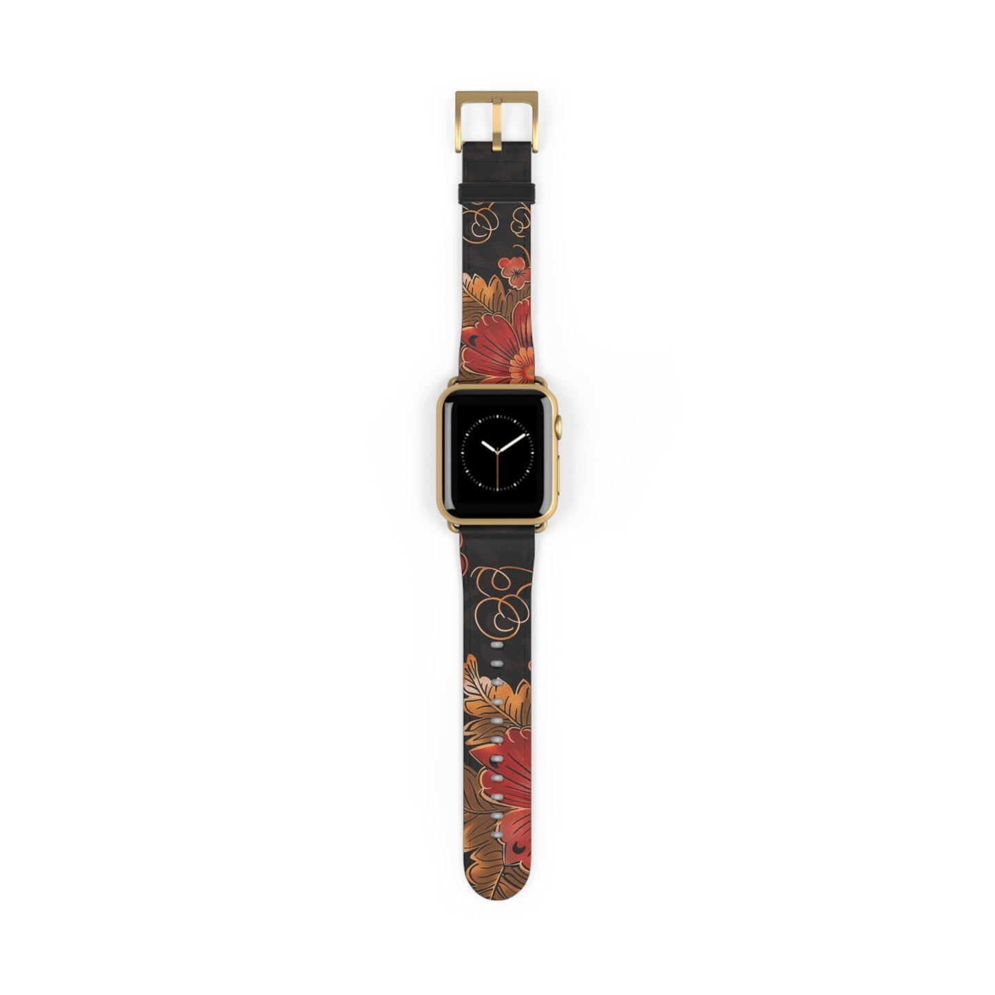Floral Autumn Watch Band — Dark Fall Leaves Apple Watch Strap - DIGITAL X