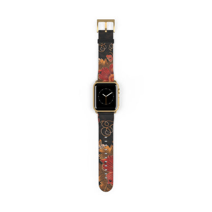 Floral Autumn Watch Band — Dark Fall Leaves Apple Watch Strap - DIGITAL X