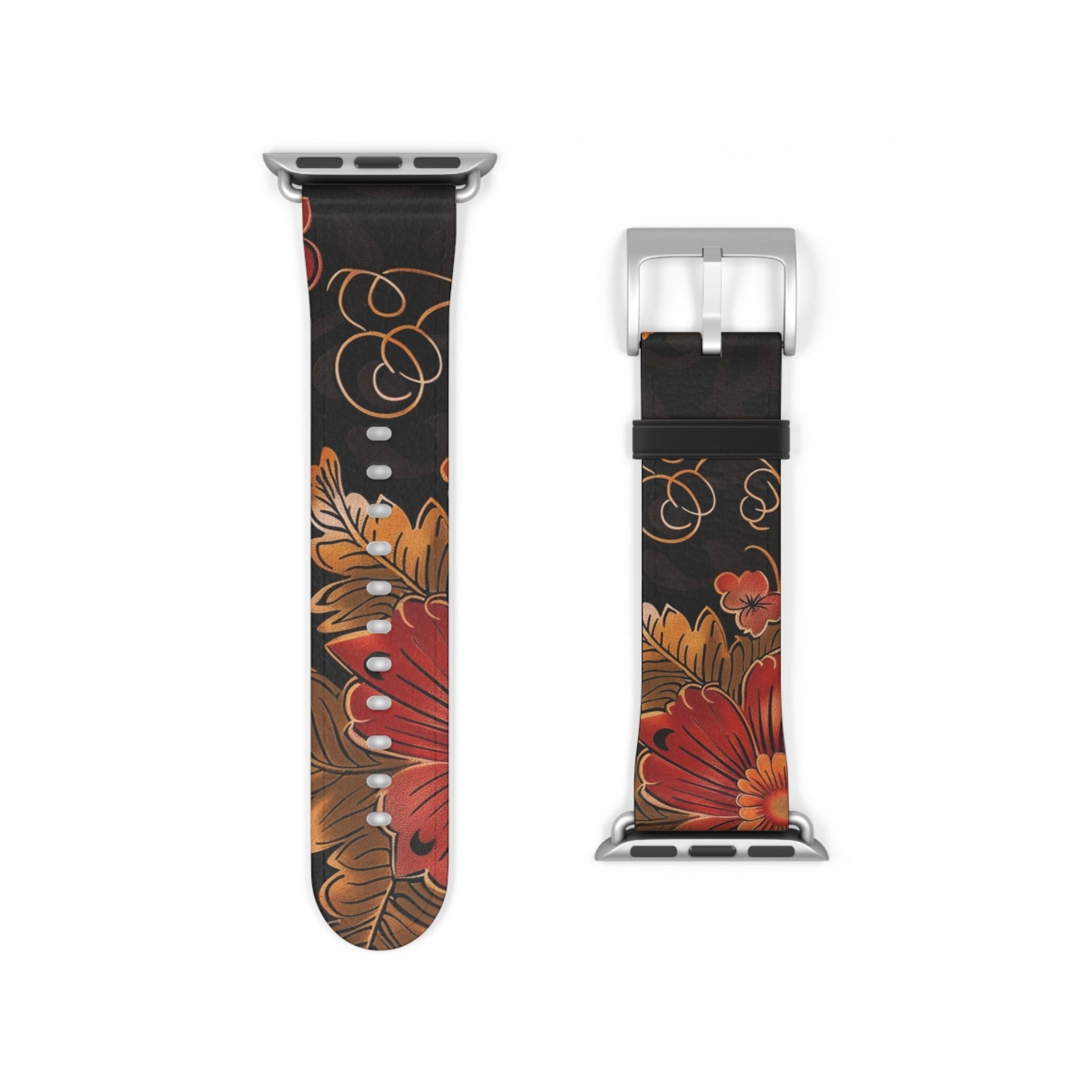 Floral Autumn Watch Band — Dark Fall Leaves Apple Watch Strap - DIGITAL X