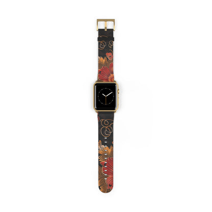 Floral Autumn Watch Band — Dark Fall Leaves Apple Watch Strap - DIGITAL X