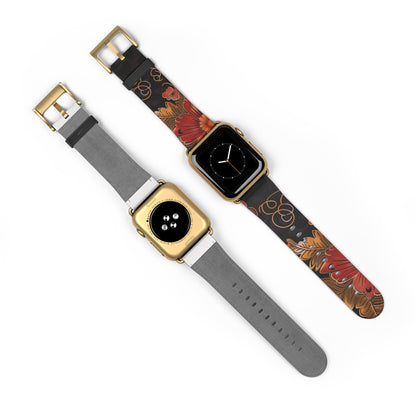 Floral Autumn Watch Band — Dark Fall Leaves Apple Watch Strap - DIGITAL X