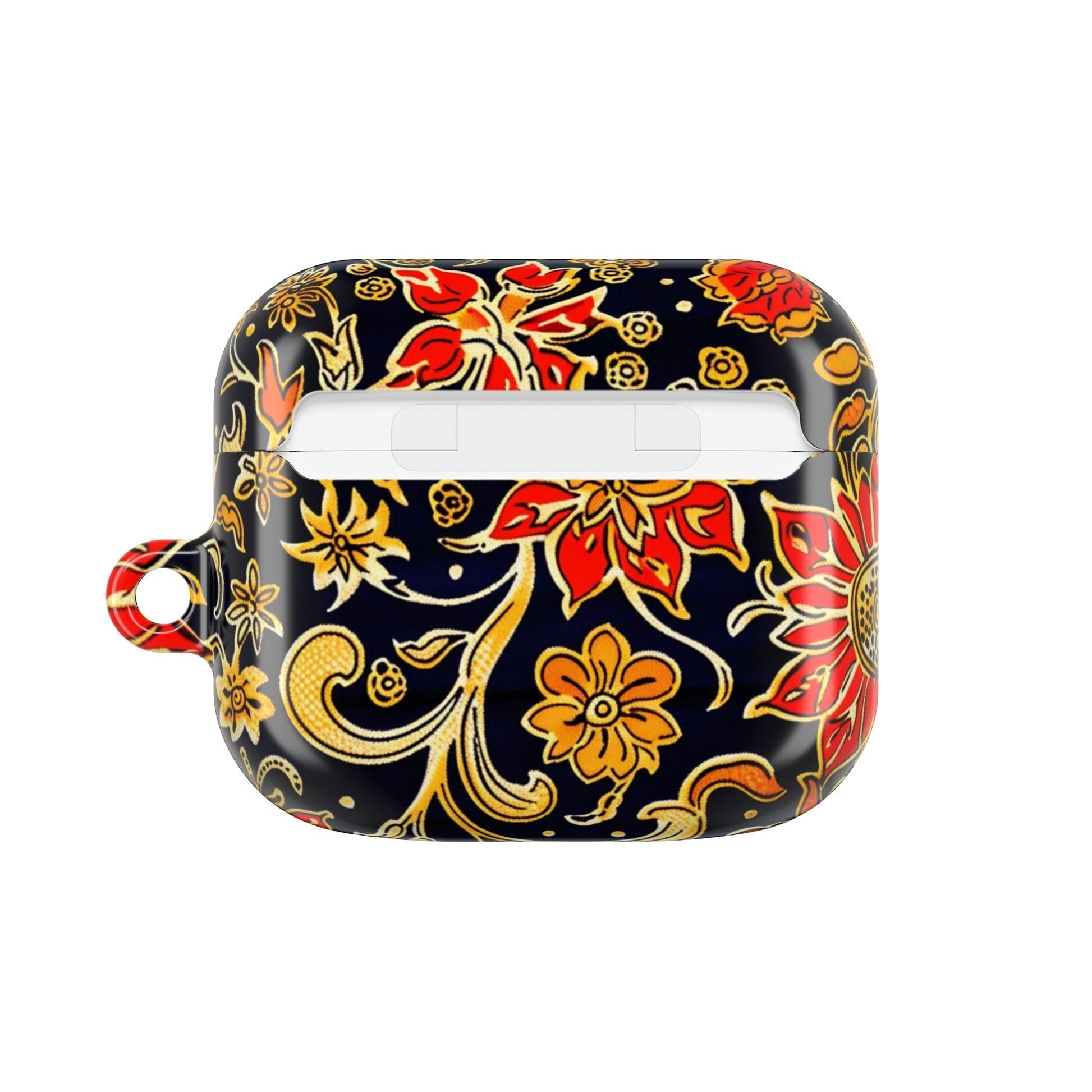 Floral Baroque AirPod Case — Black & Gold Red Flower Protective Cover - DIGITAL X