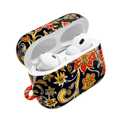 Floral Baroque AirPod Case — Black & Gold Red Flower Protective Cover - DIGITAL X