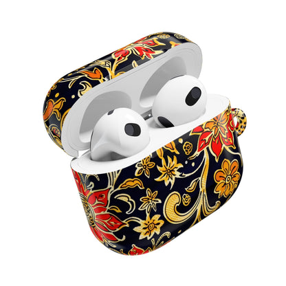 Floral Baroque AirPod Case — Black & Gold Red Flower Protective Cover - DIGITAL X