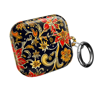 Floral Baroque AirPod Case — Black & Gold Red Flower Protective Cover - DIGITAL X