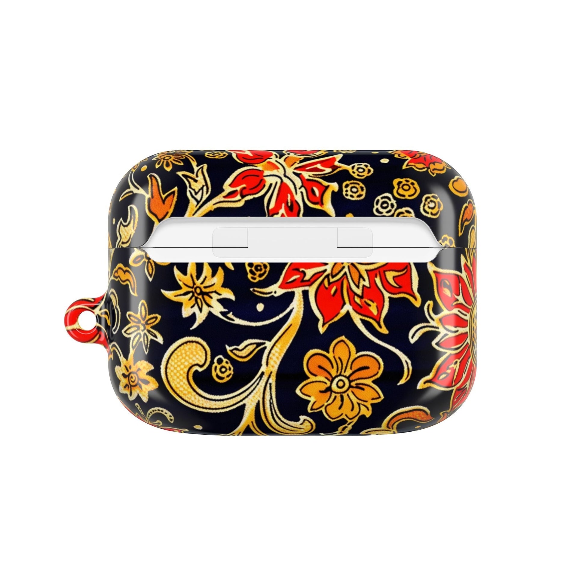 Floral Baroque AirPod Case — Black & Gold Red Flower Protective Cover - DIGITAL X