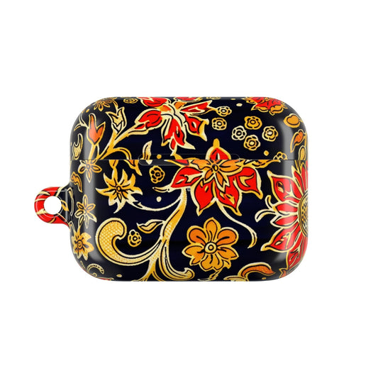 Floral Baroque AirPod Case — Black & Gold Red Flower Protective Cover - DIGITAL X