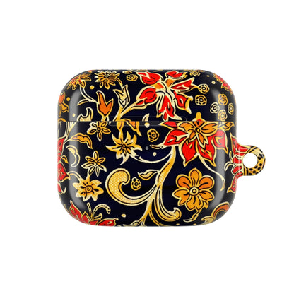 Floral Baroque AirPod Case — Black & Gold Red Flower Protective Cover - DIGITAL X