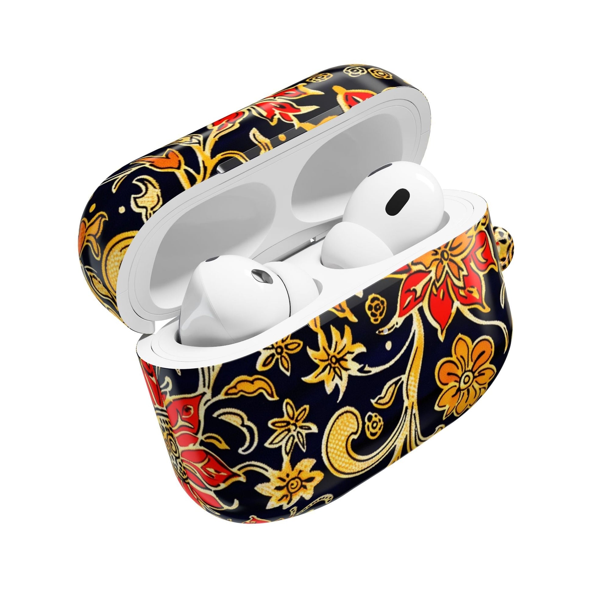 Floral Baroque AirPod Case — Black & Gold Red Flower Protective Cover - DIGITAL X