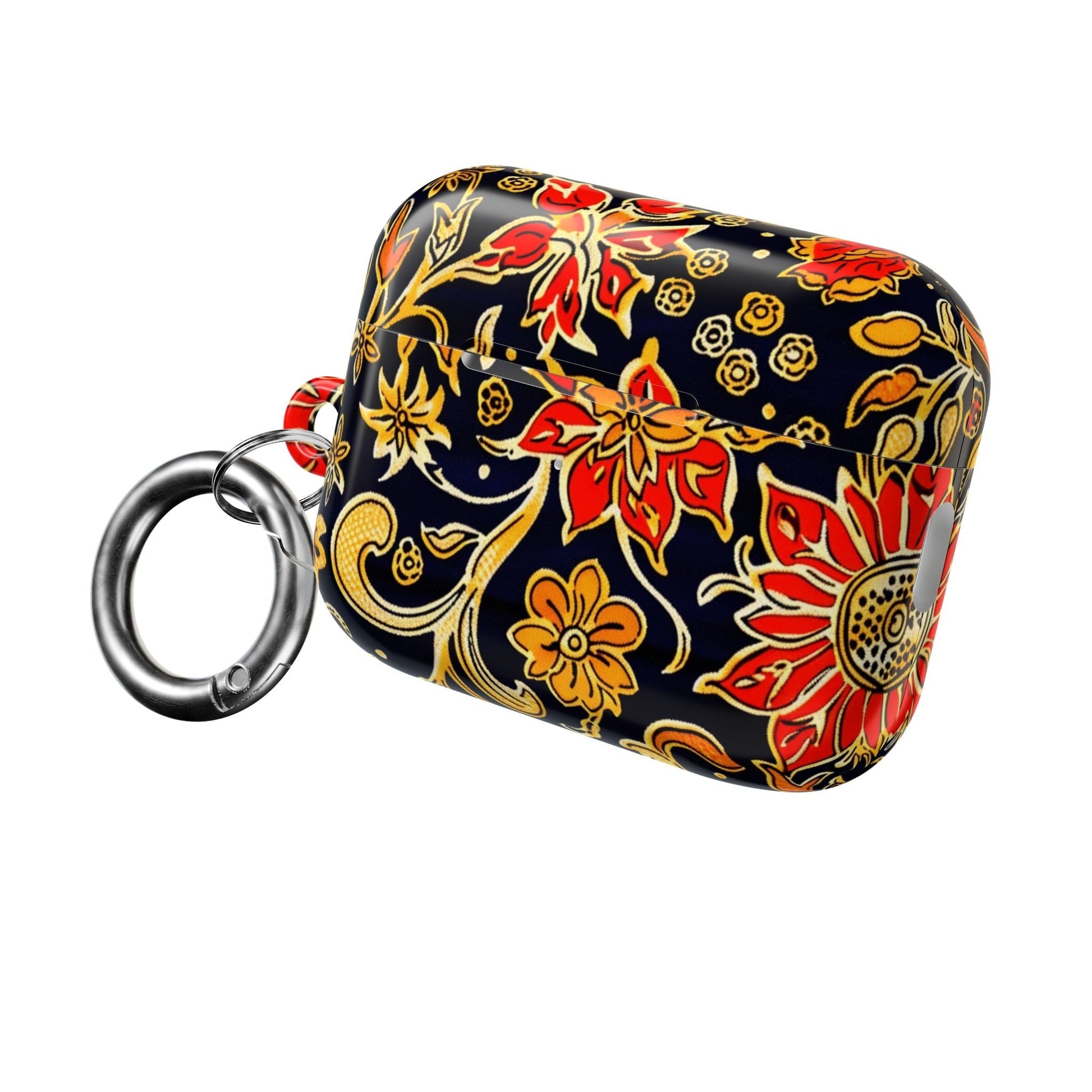 Floral Baroque AirPod Case — Black & Gold Red Flower Protective Cover - DIGITAL X