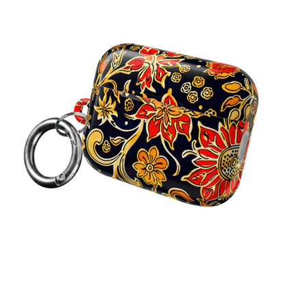 Floral Baroque AirPod Case — Black & Gold Red Flower Protective Cover - DIGITAL X