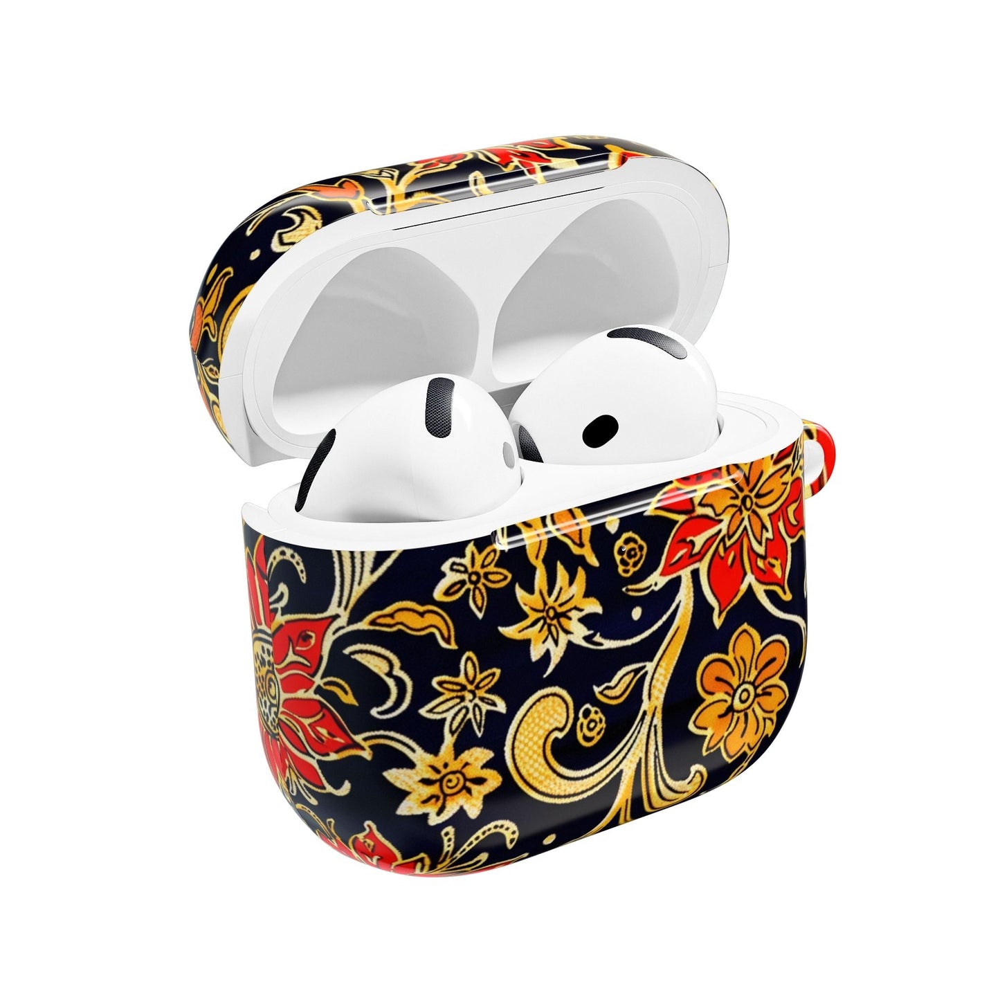 Floral Baroque AirPod Case — Black & Gold Red Flower Protective Cover - DIGITAL X