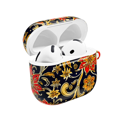Floral Baroque AirPod Case — Black & Gold Red Flower Protective Cover - DIGITAL X