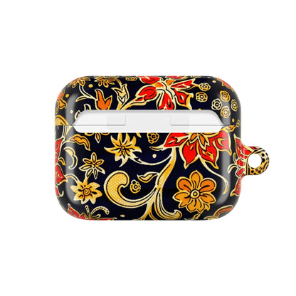 Floral Baroque AirPod Case — Black & Gold Red Flower Protective Cover - DIGITAL X