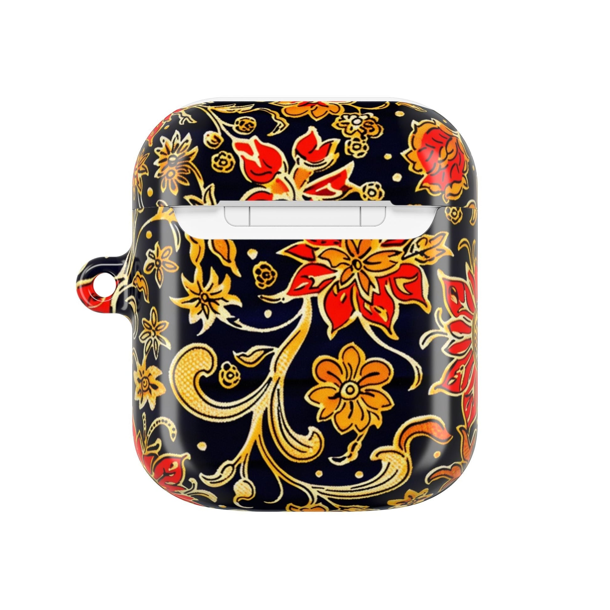 Floral Baroque AirPod Case — Black & Gold Red Flower Protective Cover - DIGITAL X