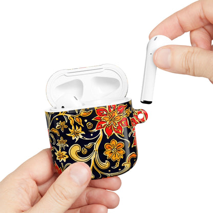 Floral Baroque AirPod Case — Black & Gold Red Flower Protective Cover - DIGITAL X