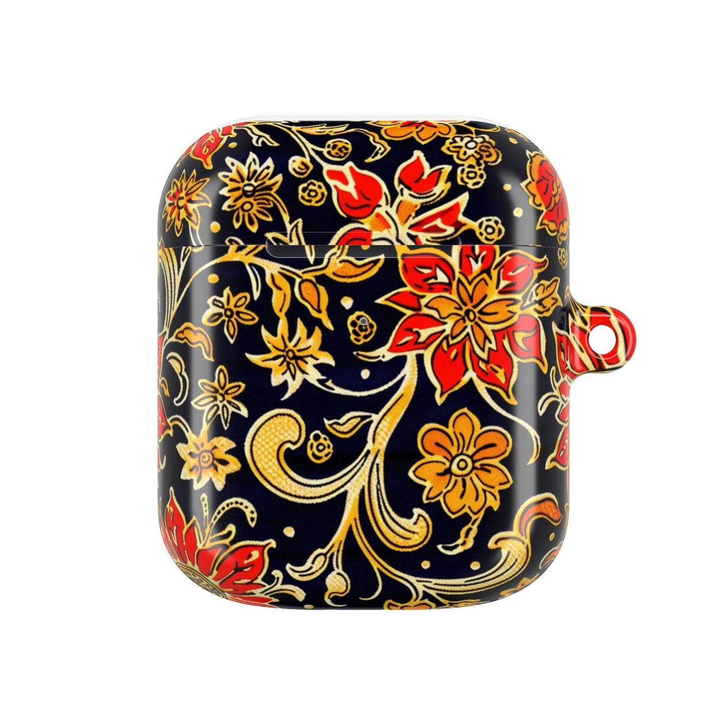 Floral Baroque AirPod Case — Black & Gold Red Flower Protective Cover - DIGITAL X
