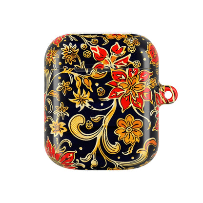 Floral Baroque AirPod Case — Black & Gold Red Flower Protective Cover - DIGITAL X