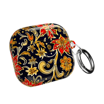 Floral Baroque AirPod Case — Black & Gold Red Flower Protective Cover - DIGITAL X
