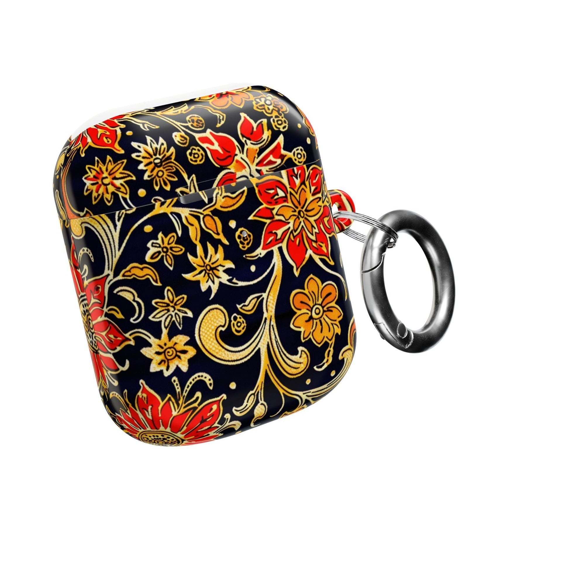 Floral Baroque AirPod Case — Black & Gold Red Flower Protective Cover - DIGITAL X