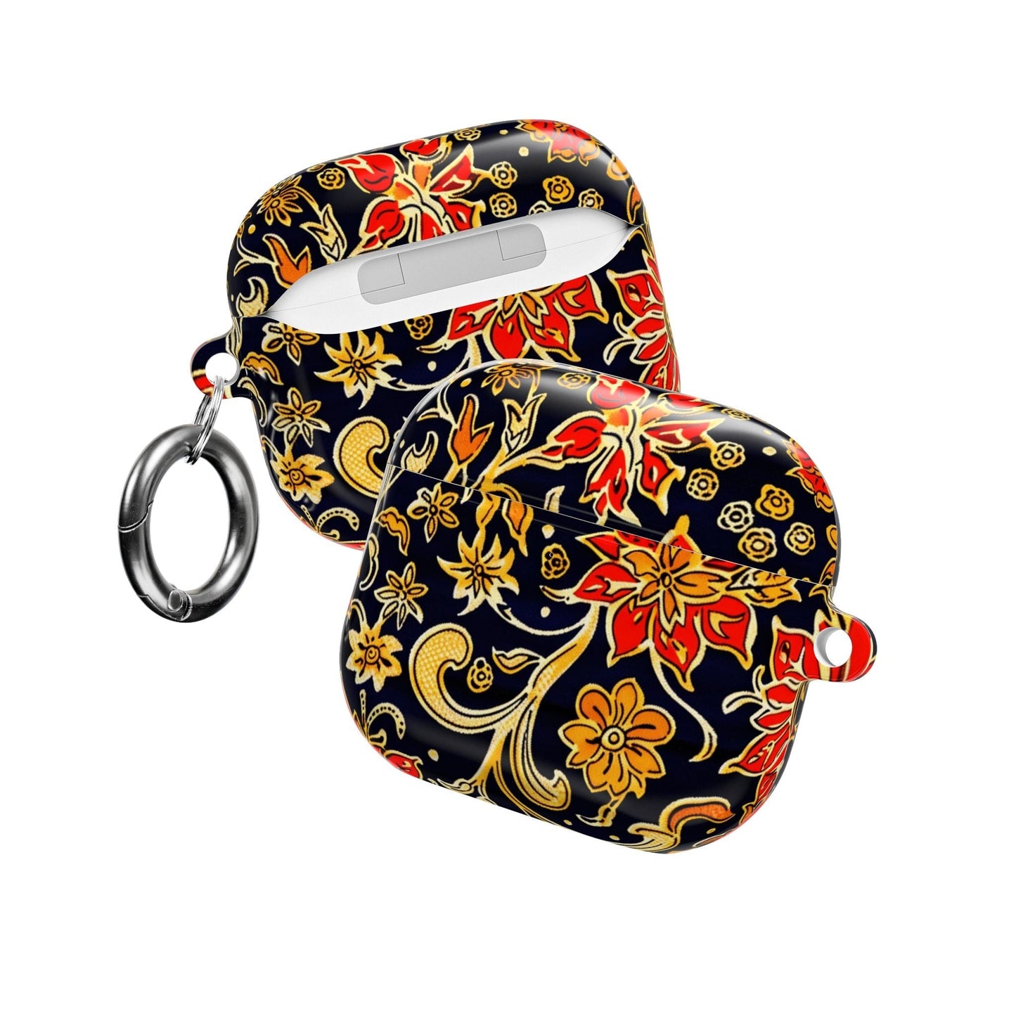 Floral Baroque AirPod Case — Black & Gold Red Flower Protective Cover - DIGITAL X