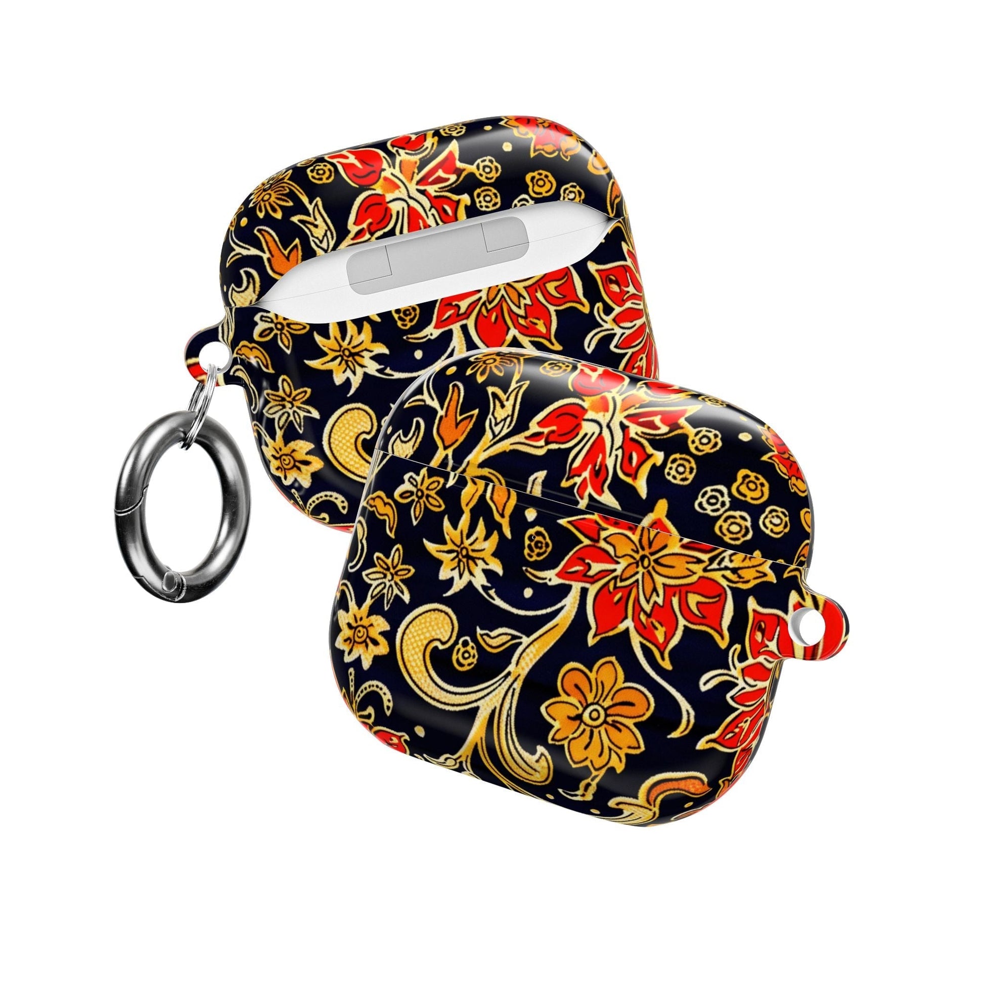 Floral Baroque AirPod Case — Black & Gold Red Flower Protective Cover - DIGITAL X
